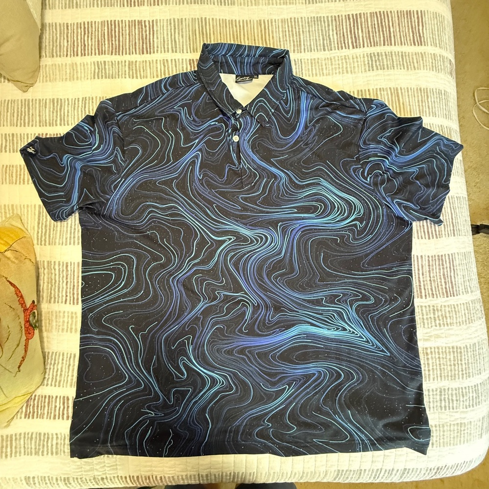 Sunday Swagger Men's Blue Swirl Pattern Shirt 3X